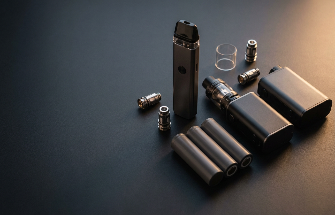 Vape hardware and devices at Masterpiece Alternatives in Perham MN — pod systems, box mods, coils, and batteries